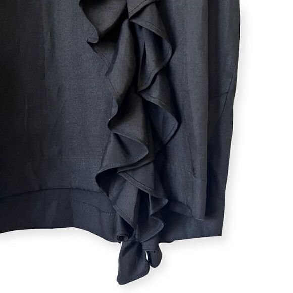 J KOO Black Ruffle Elongated Tee T-Shirt Top Mini Dress K-POP Designer Runway XS - Picture 14 of 16